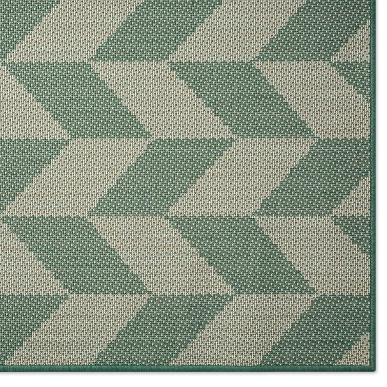 NICOLE MILLER NEW YORK Patio Country Calla Herringbone Indoor/Outdoor Area Rug, Beige/Green