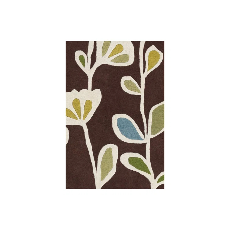 Handmade Blue Floral Tufted Wool Rectangular Rug 7'9" x 10'6"