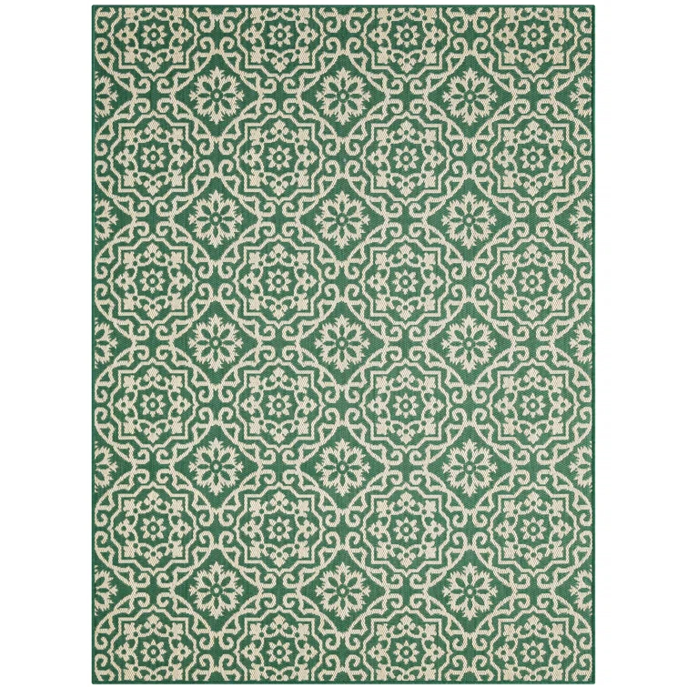 NICOLE MILLER NEW YORK Patio Country Danica Geometric Indoor/Outdoor Area Rug, Green/Beige