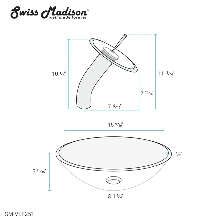 Cascade 16.5 Glass Vessel Sink with Faucet