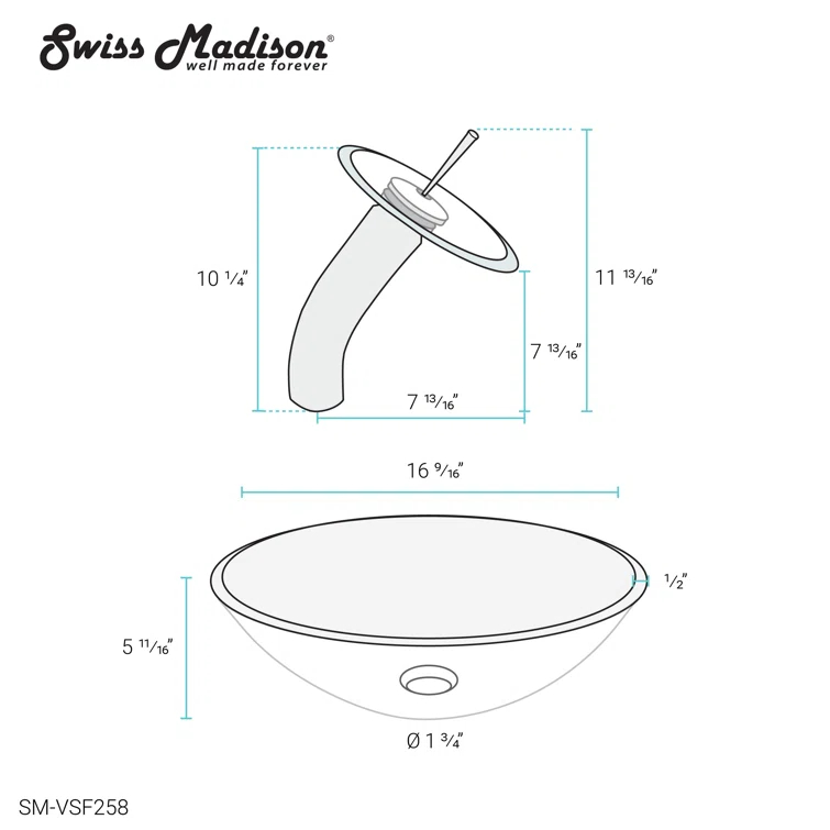 Cascade 16.5 Glass Vessel Sink with Faucet