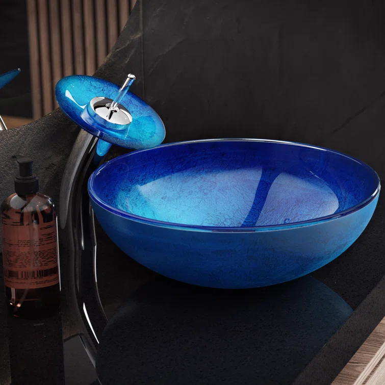 Cascade 16.5 Glass Vessel Sink with Faucet