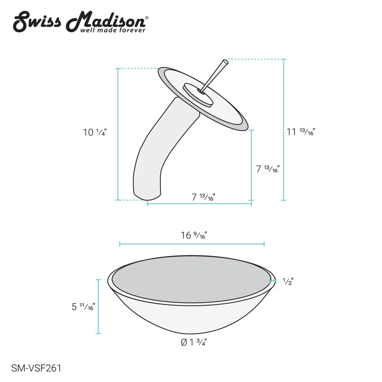 Cascade 16.5 Glass Vessel Sink with Faucet