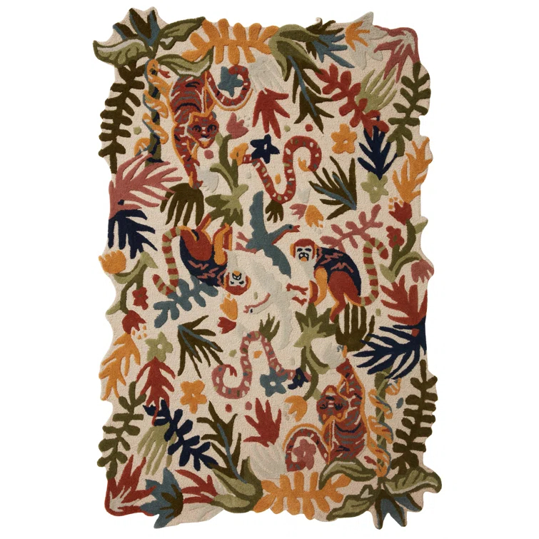 Optimism Ivory/Fiesta 5' x 7' Hand-Tufted Wool Rectangular Rug