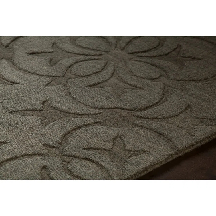 Rekha Geometric Handmade Wool Taupe Area Rug