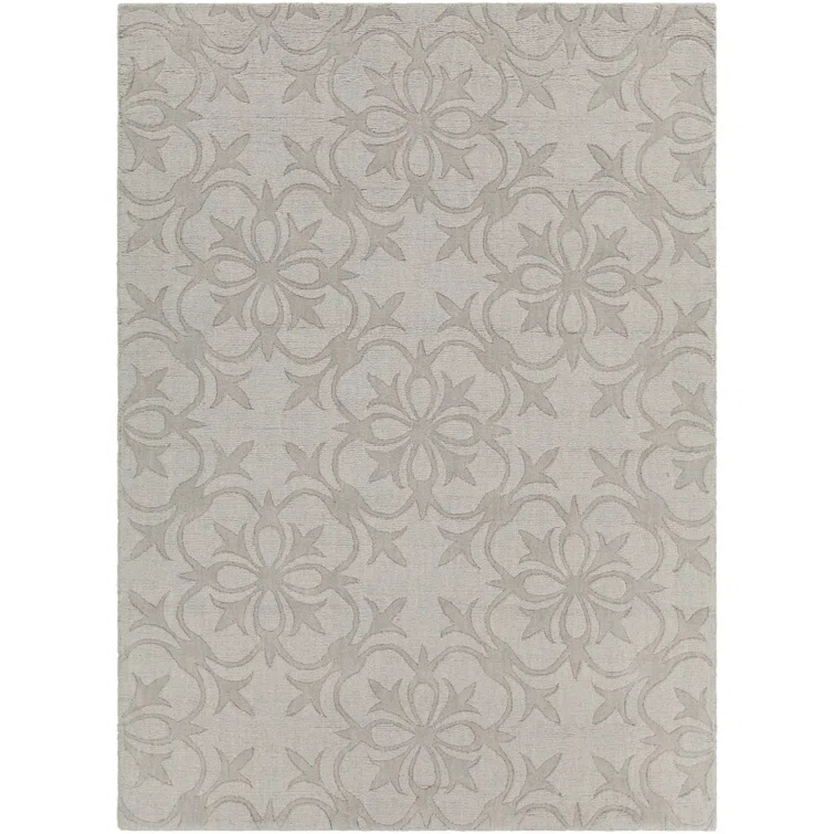 Rekha Geometric Handmade Wool Gray Area Rug