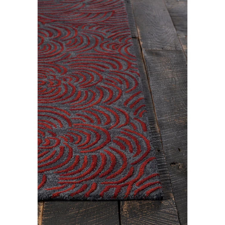 Abstract Handmade Tufted Wool Red/Gray Area Rug