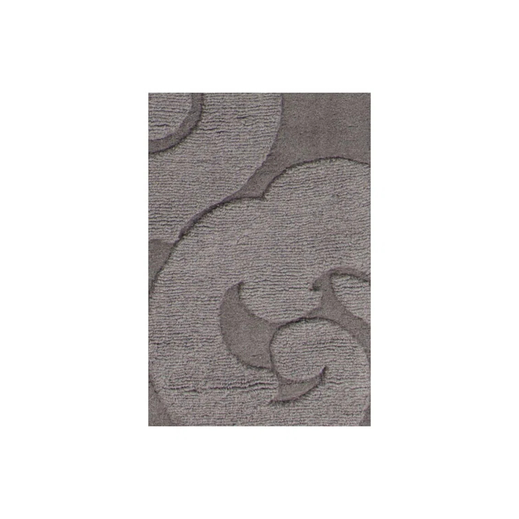 Raya Damask Handmade Tufted Wool Charcoal Area Rug
