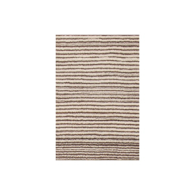 Bohemian Chic Hand-Knotted Wool Rectangular Area Rug, 9' x 13', Brown