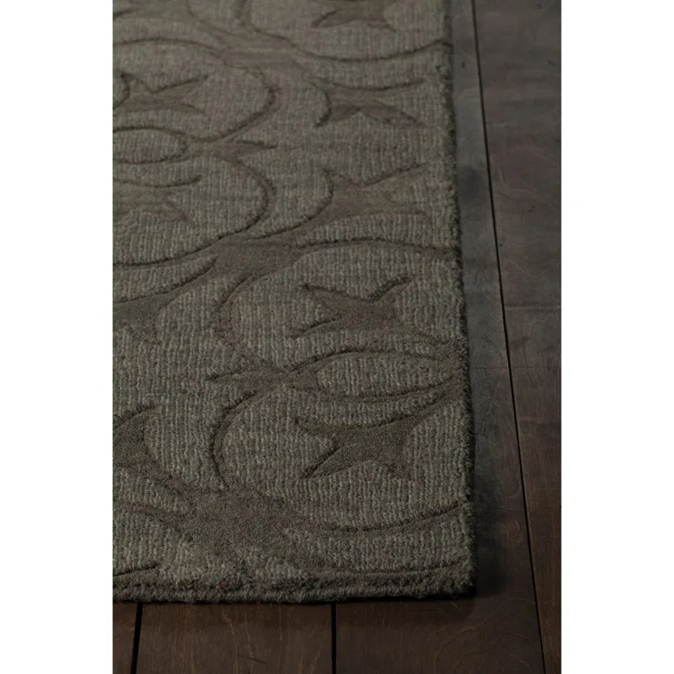 Rekha Geometric Handmade Wool Taupe Area Rug