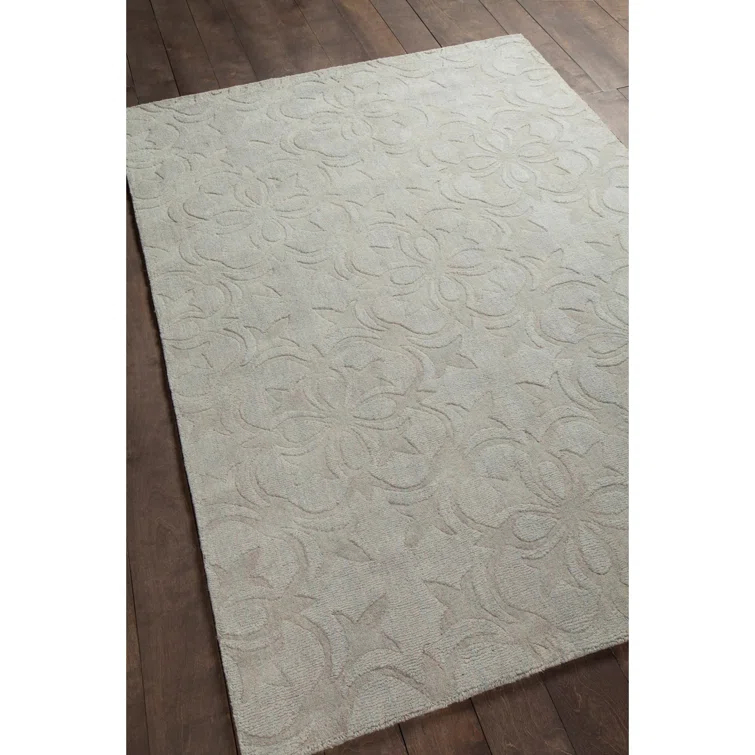 Rekha Geometric Handmade Wool Gray Area Rug