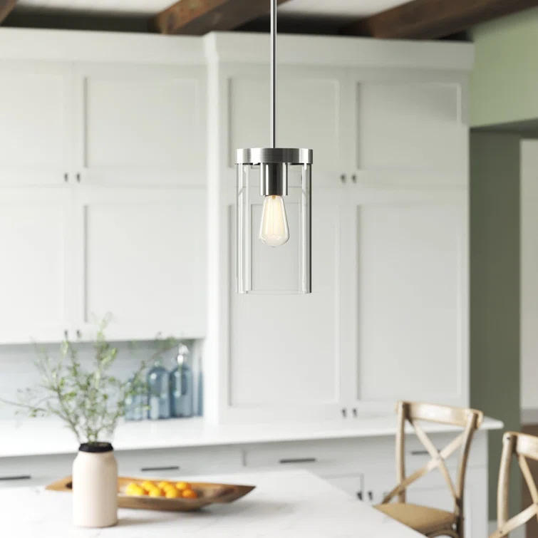 Zire Minimalist Chrome 10'' Glass Pendant Light with LED