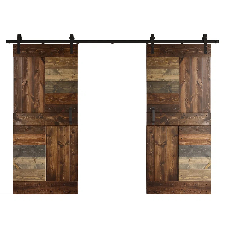 84'' Solid Wood Paneled with Installation Hardware Kit Barn Door