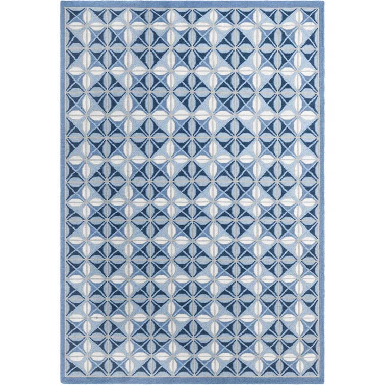 Delphine Hand-Knotted Wool Blue/White Area Rug