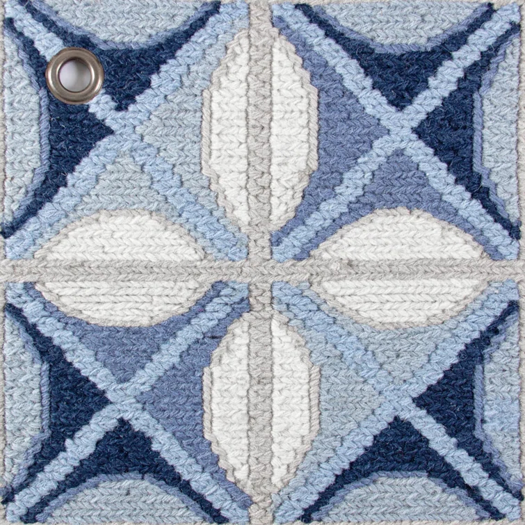 Delphine Hand-Knotted Wool Blue/White Area Rug
