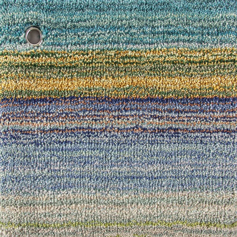 Brushstroke Striped Handmade Tufted Wool Dark Blue/Yellow Area Rug