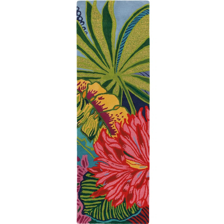 Florals Captiva Handmade Tufted Wool Green/Red/Blue Area Rug