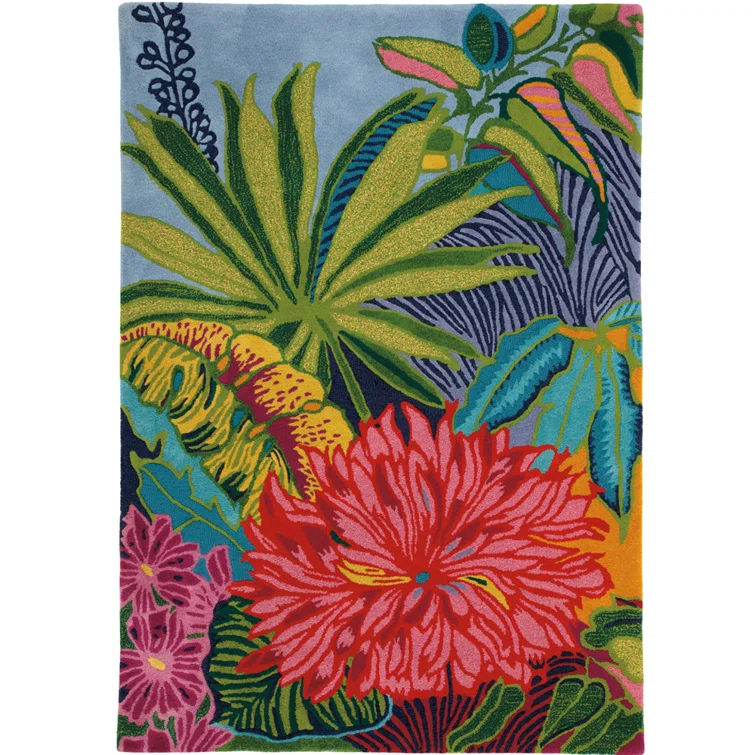 Florals Captiva Handmade Tufted Wool Green/Red/Blue Area Rug