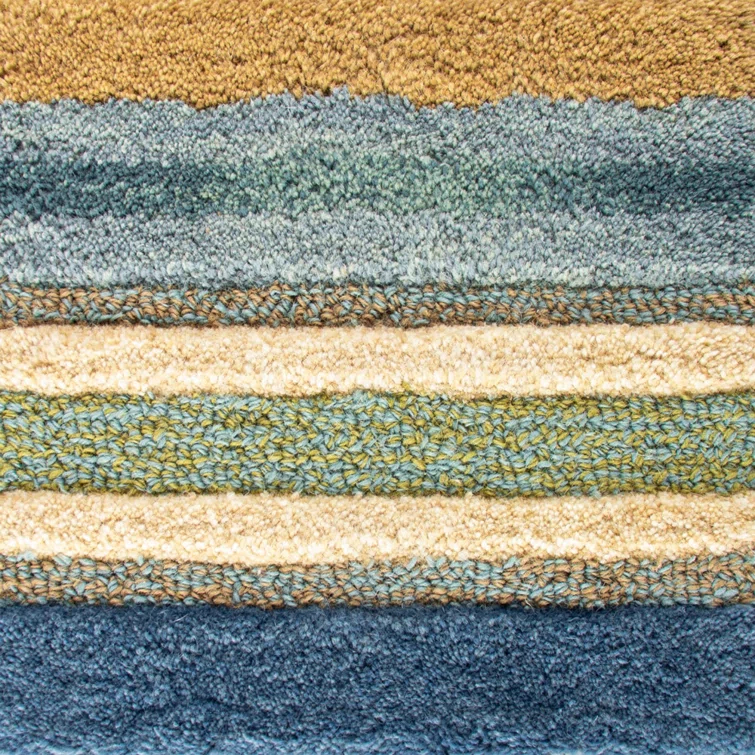 Sheffield Striped Handmade Tufted Wool Blue/Beige/Green Area Rug