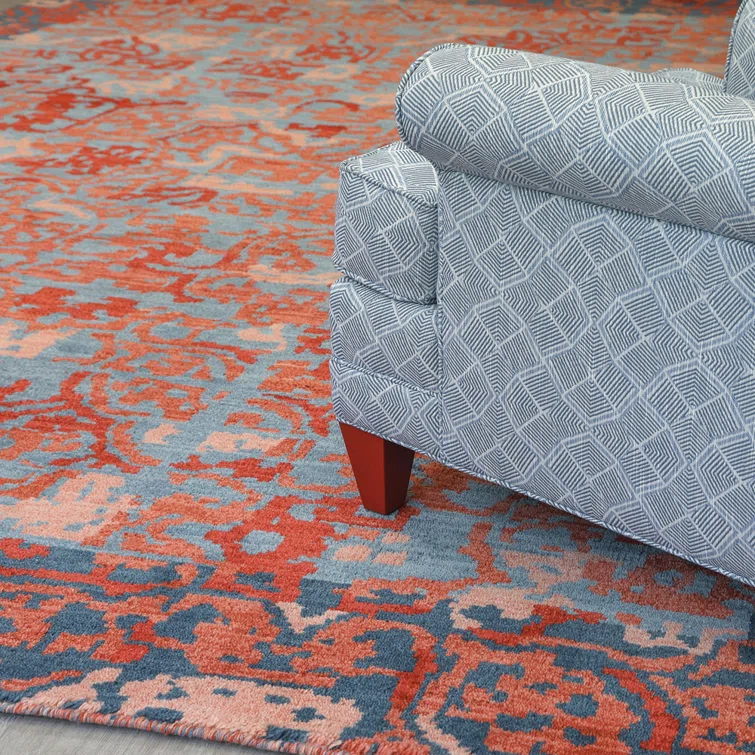 Medina Handmade Wool Navy/Red Area Rug