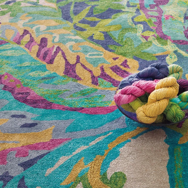 Galleria Floral Handmade Tufted Wool Blue/Green/Yellow Area Rug