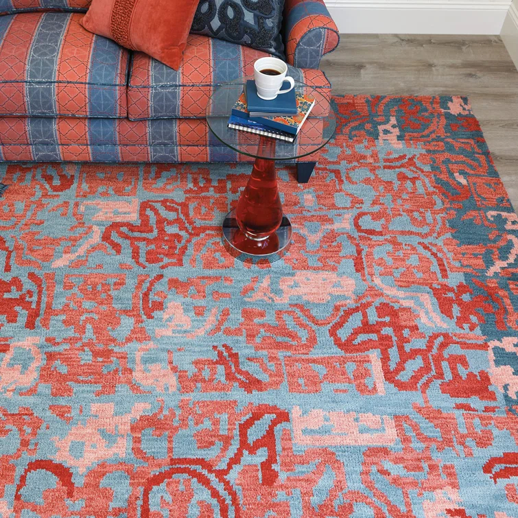 Medina Handmade Wool Navy/Red Area Rug