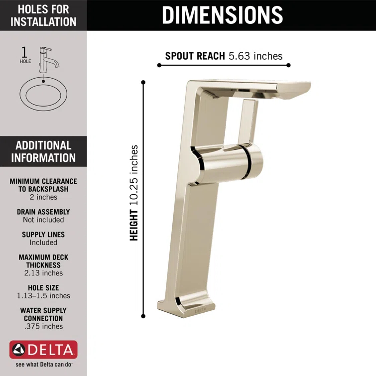 Pivotal Single Hole Bathroom Faucet with Drain Assembly and Diamond™ Seal Technology
