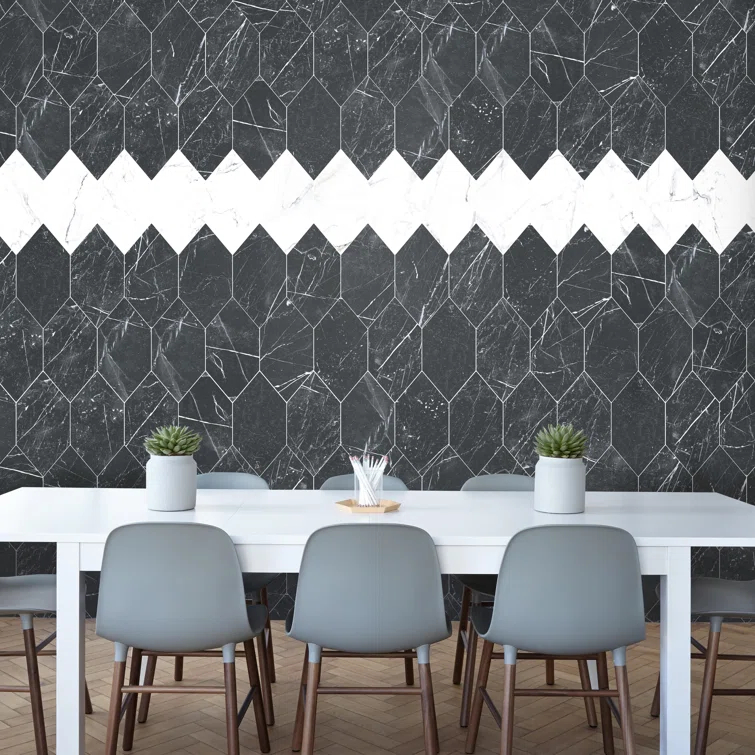 Timeless Calacatta Kayak 6-1/2" x 12-1/2" Porcelain Stone Look Wall & Floor Tile