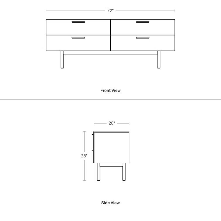 Shale Solid Wood 72'' W 4 - Drawer Dresser