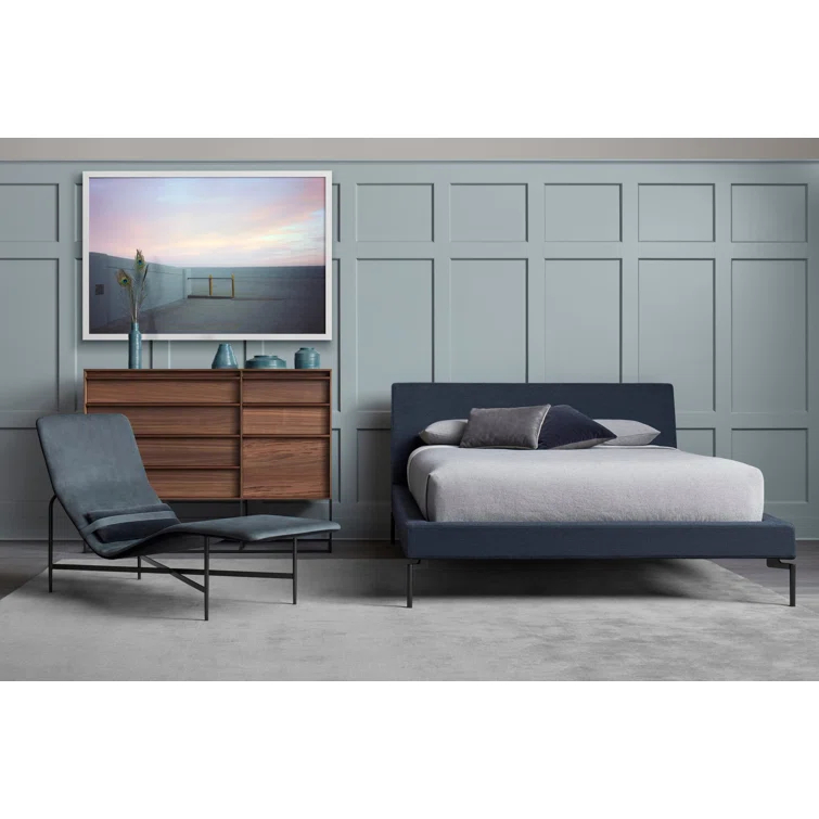Ink Leather Deep Thoughts Chaise with Adjustable Lumbar Pillow