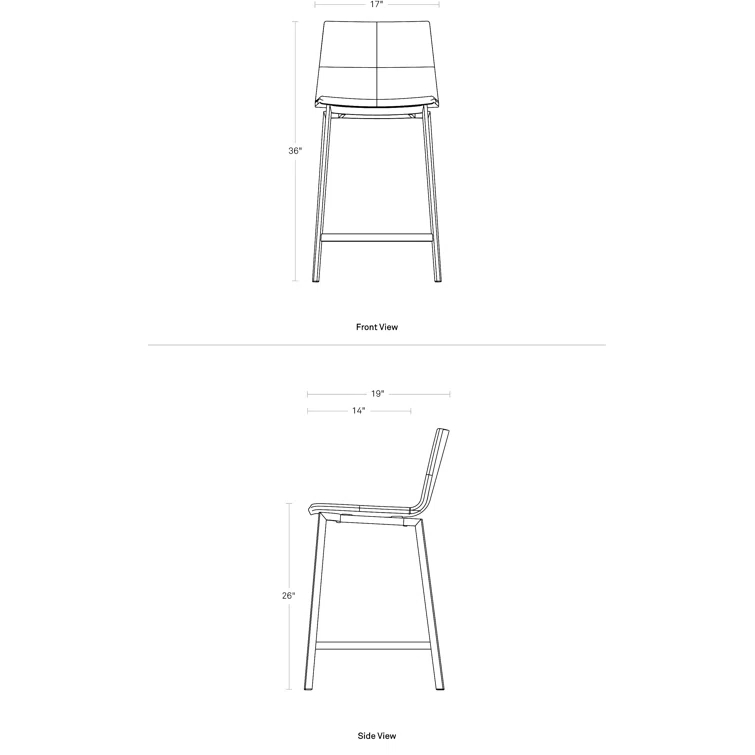 Gunmetal Textured Leather Counter Stool with Black Metal Frame