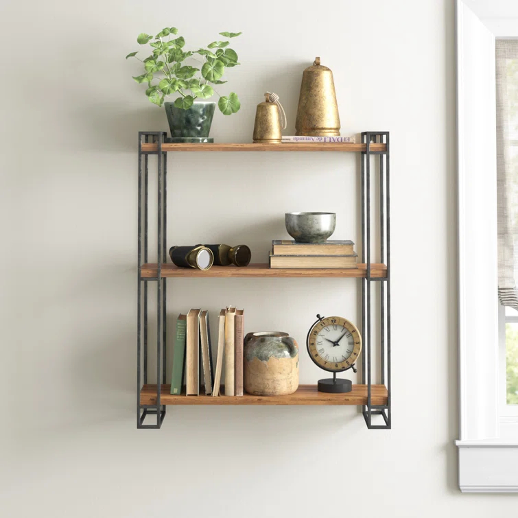 Burchill 3 Piece Pine Floating Shelf