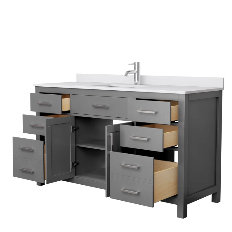 Beckett 60" Freestanding Single Bathroom Vanity with Cultured Marble Top