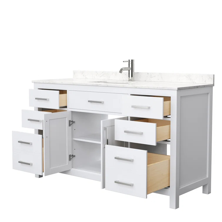 Beckett 60" Freestanding Single Bathroom Vanity with Cultured Marble Top