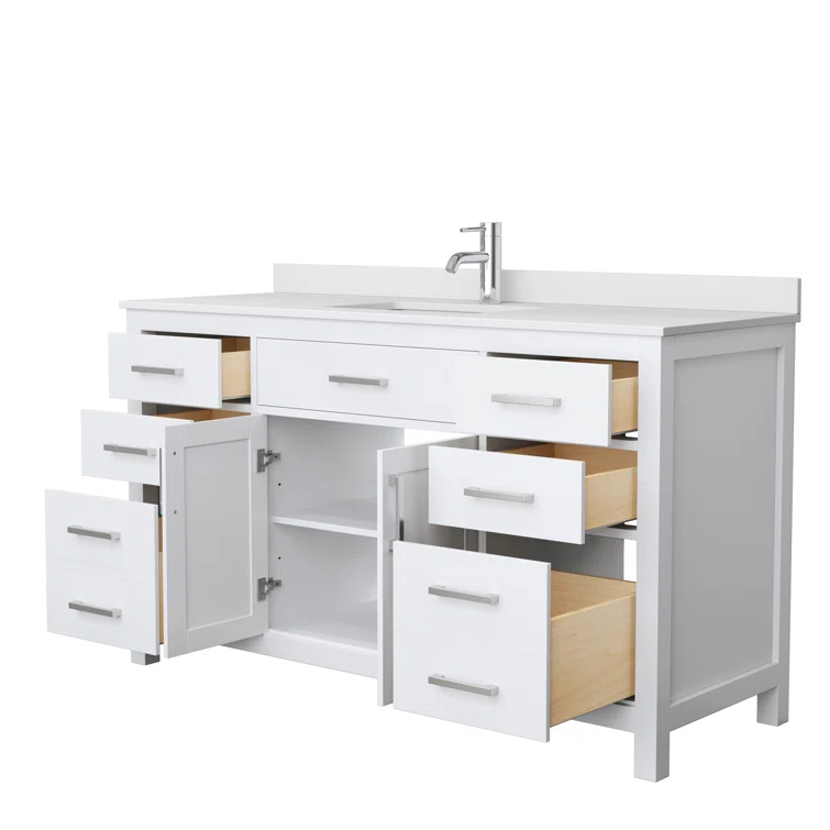 Beckett 60" Freestanding Single Bathroom Vanity with Cultured Marble Top