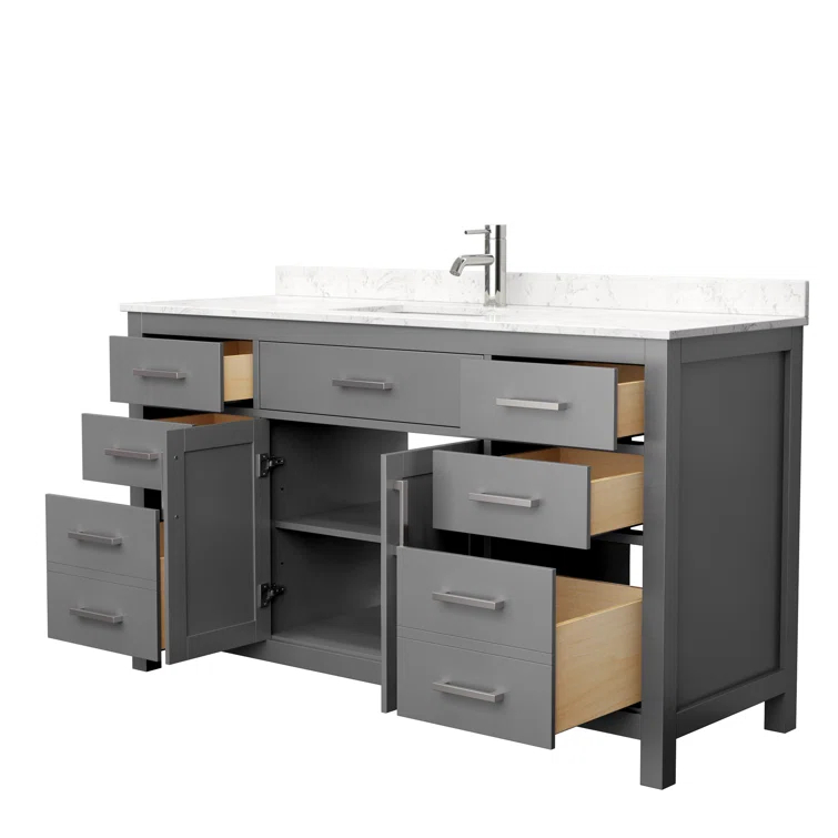 Beckett 60" Freestanding Single Bathroom Vanity with Cultured Marble Top