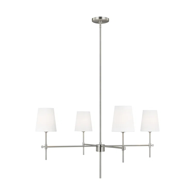 Generation Lighting 4-Light Baker Chandelier Brushed Nickel 3287204-962 | Modern Ceiling Light Fixture for Room Decor| Chandelier for Dining Room or Living Room Uses Standard or LED Light Bulbs