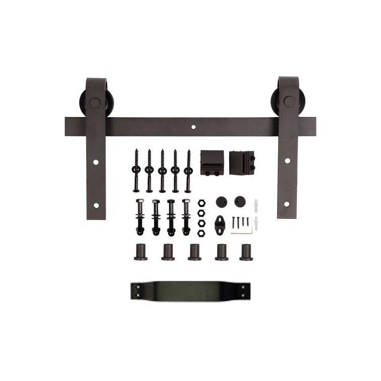 Paneled Wood and Metal K Series DIY Knotty Barn Door with Installation Hardware Kit