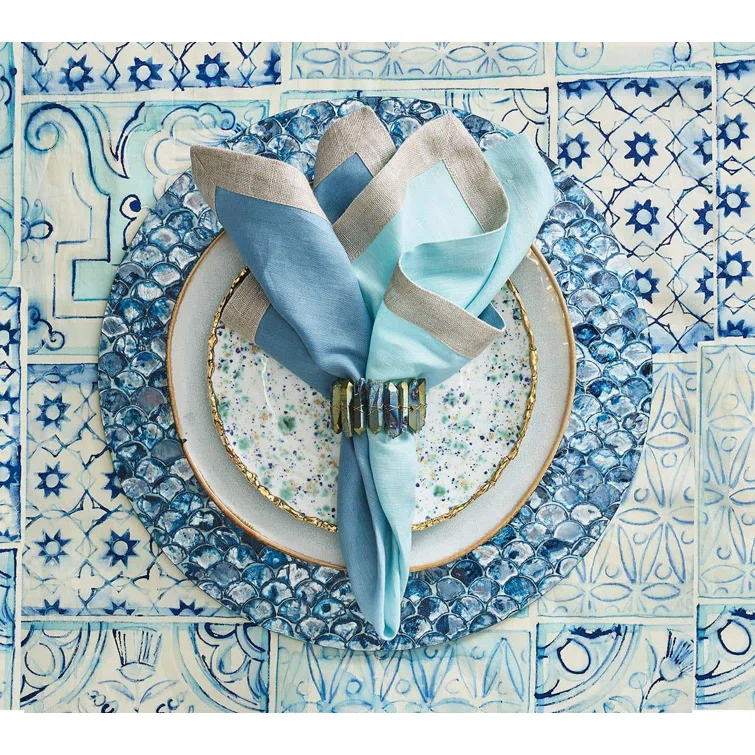 Midnight Iridescent Crystal and Iron Napkin Ring Set