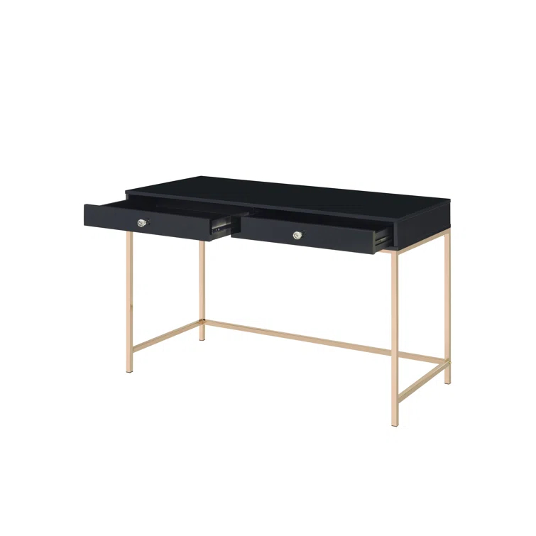 Ottey Writing Desk In High Gloss & Gold Finish,Computer Desk