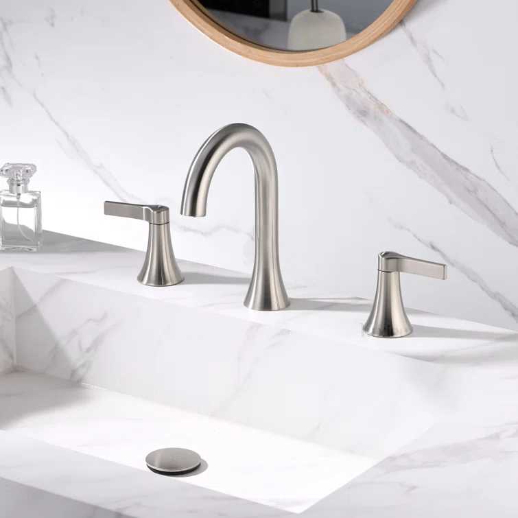 Widespread Bathroom Faucet with Drain Assembly