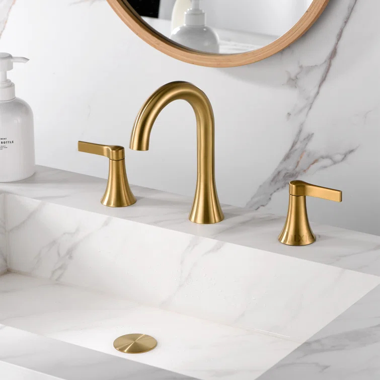 Widespread Bathroom Faucet with Drain Assembly