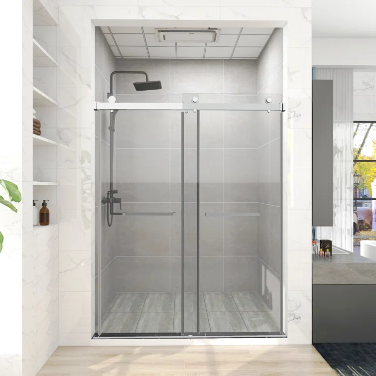 HHK HOME 60'' W 76'' H Frameless Rectangle Shower Enclosure HHKSS04-CH-6076