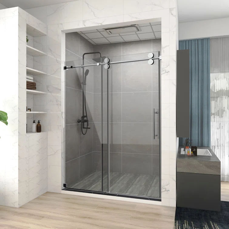 60'' W 76'' H Semi-Frameless Rectangle Reversible Shower Enclosure
