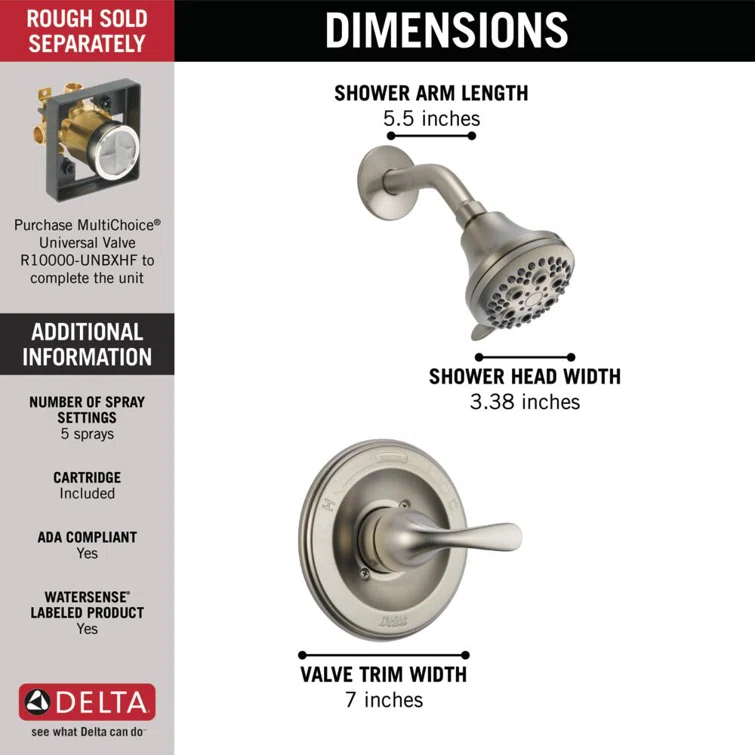 Classic Single-Function Shower Faucet Set, Shower Valve Trim kit