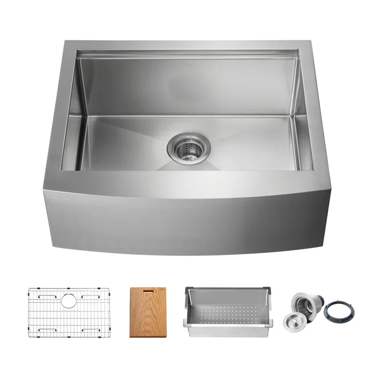 27'' L Farmhouse / Apron Single Bowl Stainless Steel Kitchen Sink