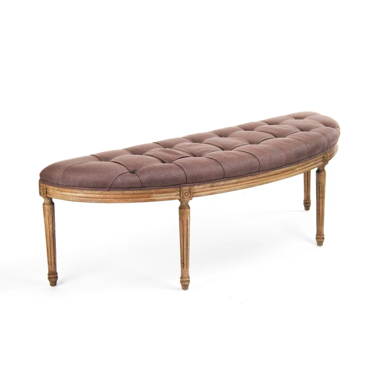 Zentique  Louis Curve Bench- Limed Grey Oak - 57 x 19 x 19 in.