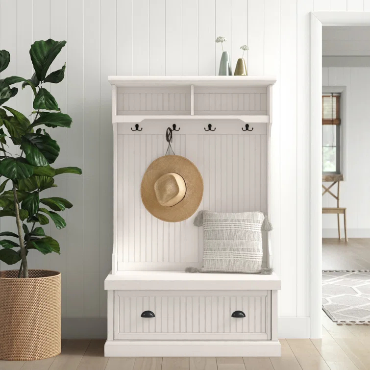 Seaside Hall Tree 40'' Wide with Bench and Shoe Storage