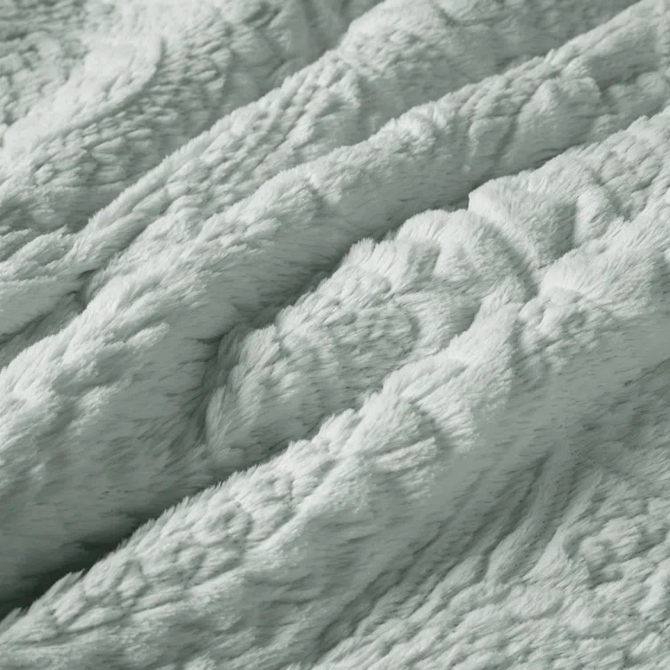 Madison Park Arya Embroidered Medallion Faux Fur Ultra Plush Comforter Set