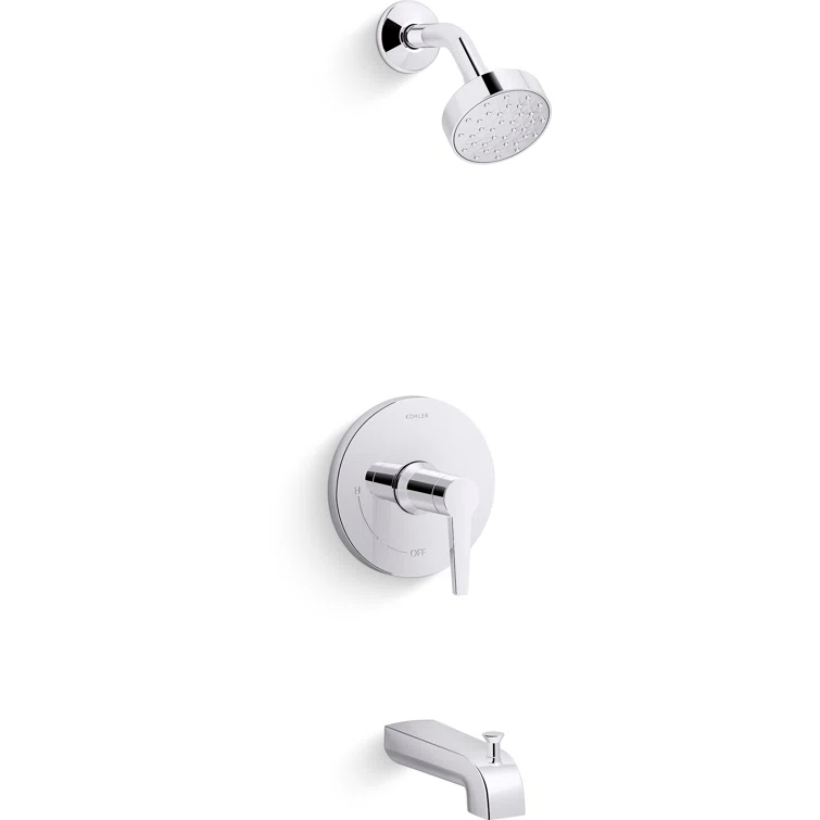 Kohler Pitch Rite-Temp Bath And Shower Trim With 1.75 GPM Water-Saving Single-Function Showerhead, Single Spray Setting